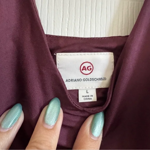 Elegant Burgundy Satin Dress Size large asymmetrical - Picture 5 of 6